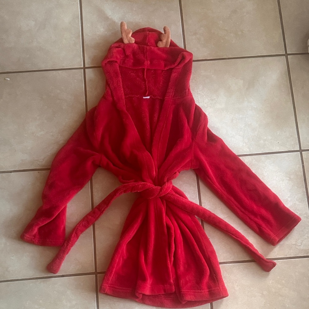 Old Navy Red Hooded Robe with Antler Accents
